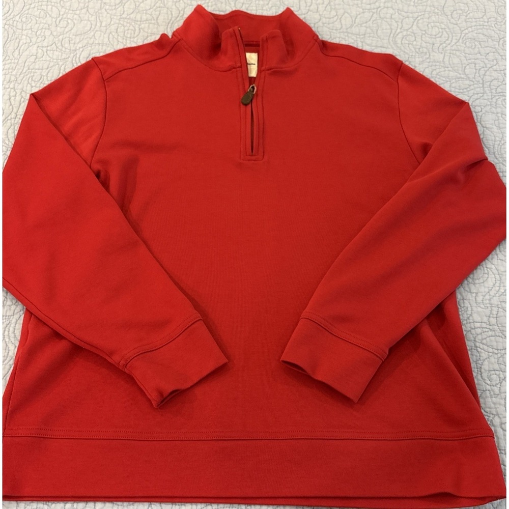 Tommy Bahama Mens Large Red 100% Pima Cotton Quarter Zip Pullover Sweater